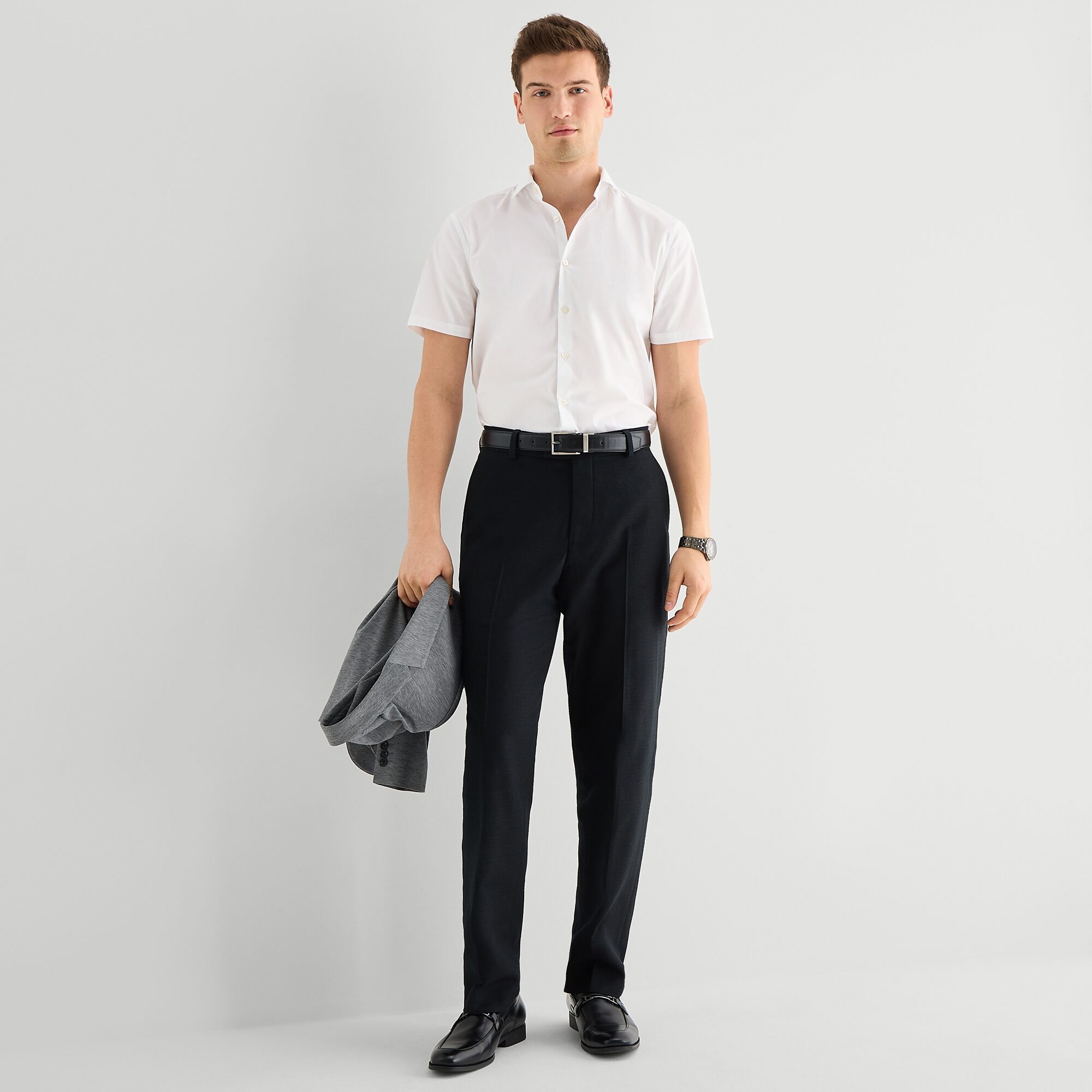 J. Ferrar Ultra Comfort Mens Short Sleeve Slim Fit Stretch Fabric Wrinkle Free Button-Down Shirt
