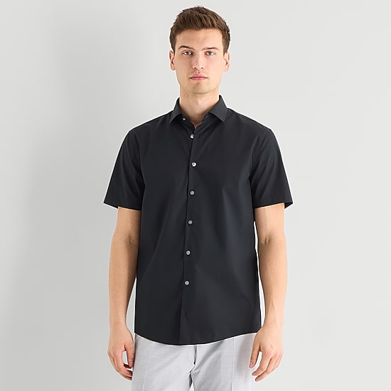 J. Ferrar Ultra Comfort Mens Short Sleeve Slim Fit Stretch Fabric Wrinkle Free Button-Down Shirt