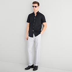 short sleeve slim fit dress shirts for men Slim Short Sleeve Cotton Stretch 1mx Dress Shirt