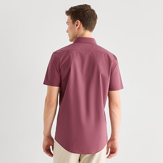 J. Ferrar Ultra Comfort Mens Short Sleeve Slim Fit Stretch Fabric Wrinkle Free Button-Down Shirt