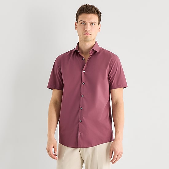 J. Ferrar Ultra Comfort Mens Short Sleeve Slim Fit Stretch Fabric Wrinkle Free Button-Down Shirt