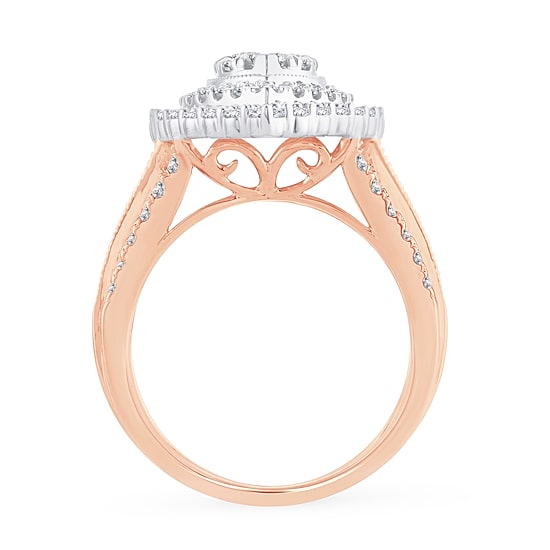 Womens 1 1/2 CT. T.W. Natural White Diamond 10K Gold Pear Halo Engagement Ring