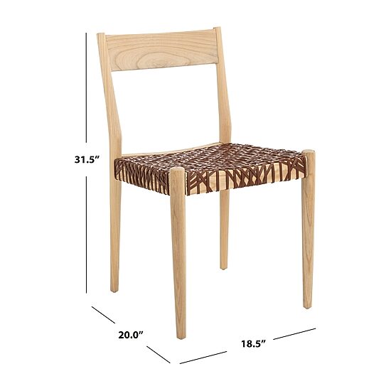 Pranit Dining Chair with Woven Leather Seat - Set of 2