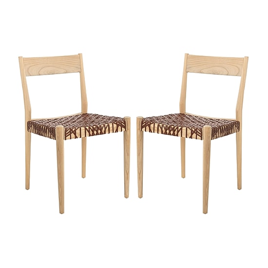 Pranit Dining Chair with Woven Leather Seat - Set of 2