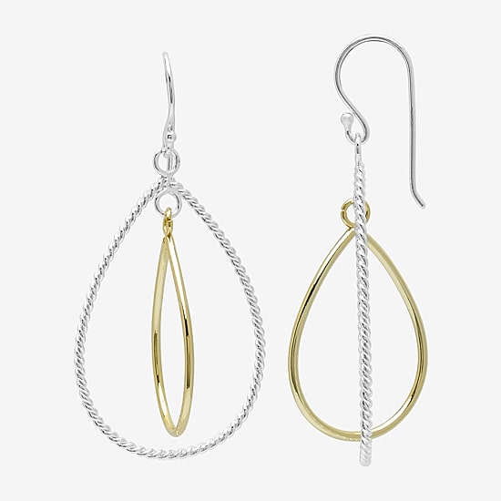 Silver Reflections Orbital Rope Twist Womens Pure Silver Over Brass Hypoallergenic Drop Earrings