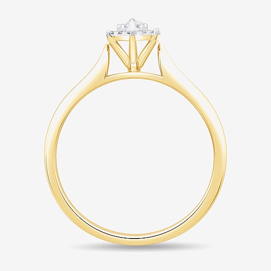 3PC His and Hers Trio Wedding Set Featuring 3/8 CT. T.W. Natural White Diamond 10K Gold Marquise Halo Side Stone Ring Set