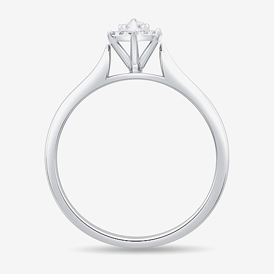Unisex Adult 3/8 CT. T.W. Natural White Diamond 10K Gold Marquise Halo Side Stone Ring Set