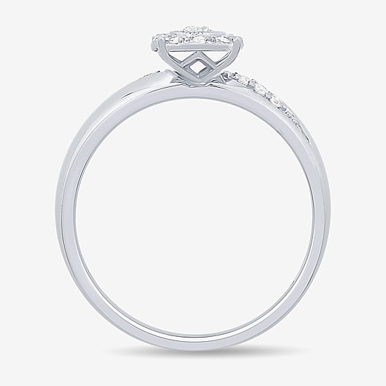 Unisex Adult 1/3 CT. T.W. Natural White Diamond 10K Gold Round Halo Side Stone Ring Set
