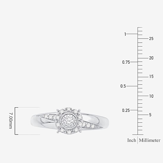 Unisex Adult 1/3 CT. T.W. Natural White Diamond 10K Gold Round Halo Side Stone Ring Set