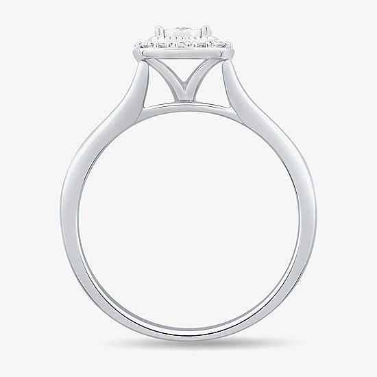 Unisex Adult 1/2 CT. T.W. Natural White Diamond 10K Gold Cushion Halo Side Stone Ring Set