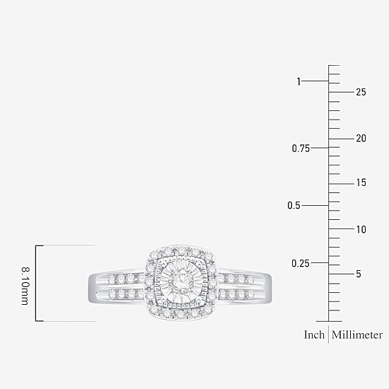 Unisex Adult 1/2 CT. T.W. Natural White Diamond 10K Gold Cushion Halo Side Stone Ring Set