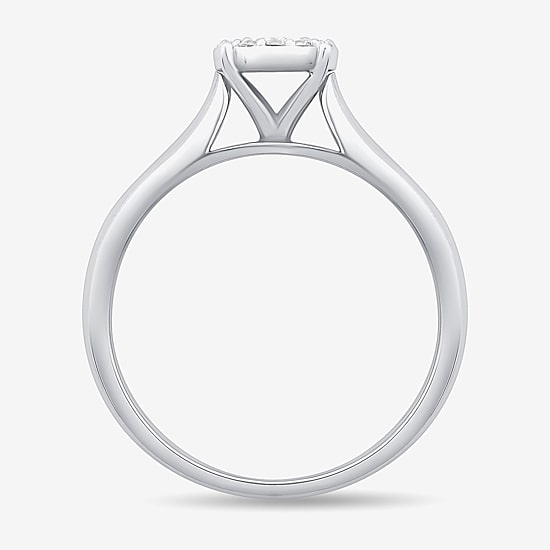 3PC His and Hers Trio Wedding Set Featuring 1/3 CT. T.W. Natural White Diamond 10K Gold Round Halo Side Stone Ring Set