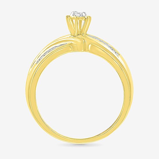 4.80mm Unisex Adult 1/3 CT. T.W. Natural White Diamond 10K Gold Round Side Stone Wedding Ring Set