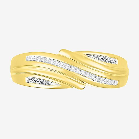 4.80mm Unisex Adult 1/3 CT. T.W. Natural White Diamond 10K Gold Round Side Stone Wedding Ring Set