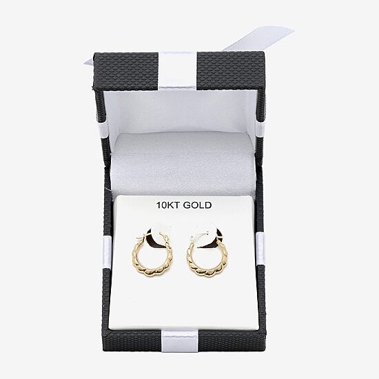 Small Scalloped Edge Hoop Earrings 10K Gold