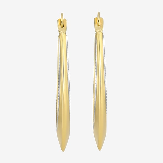 Womens 10K Two Tone Gold 25mm Round Hoop Earrings
