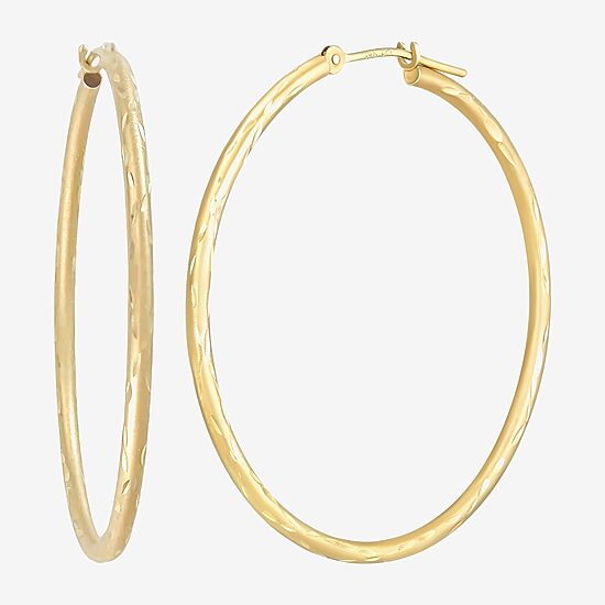 Womens 14K Gold 37mm Hoop Earrings