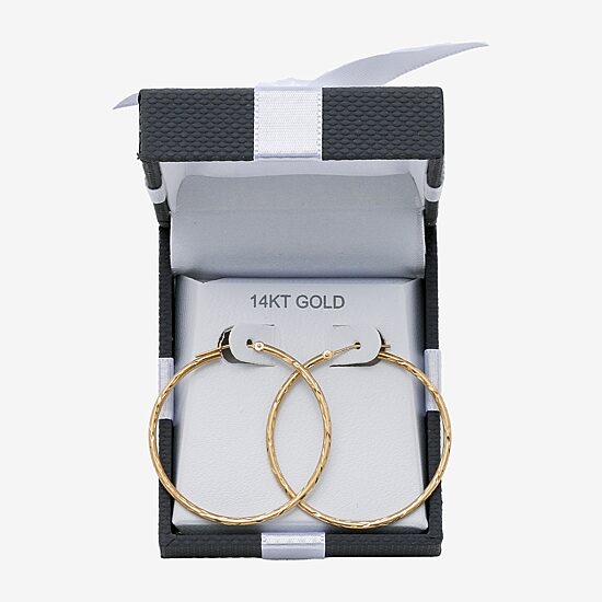 Womens 14K Gold 37mm Hoop Earrings
