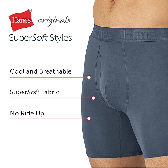 Hanes Originals Supersoft Total Support Pouch Mens 3 Pack Support Pouch Boxer Briefs Uosba3