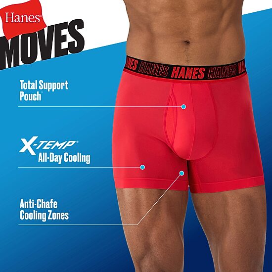 Hanes Moves X-Temp Performance Total Support Pouch Mens 4 Pack Cooling Multi-Pack Support Pouch Trunks Umstc4
