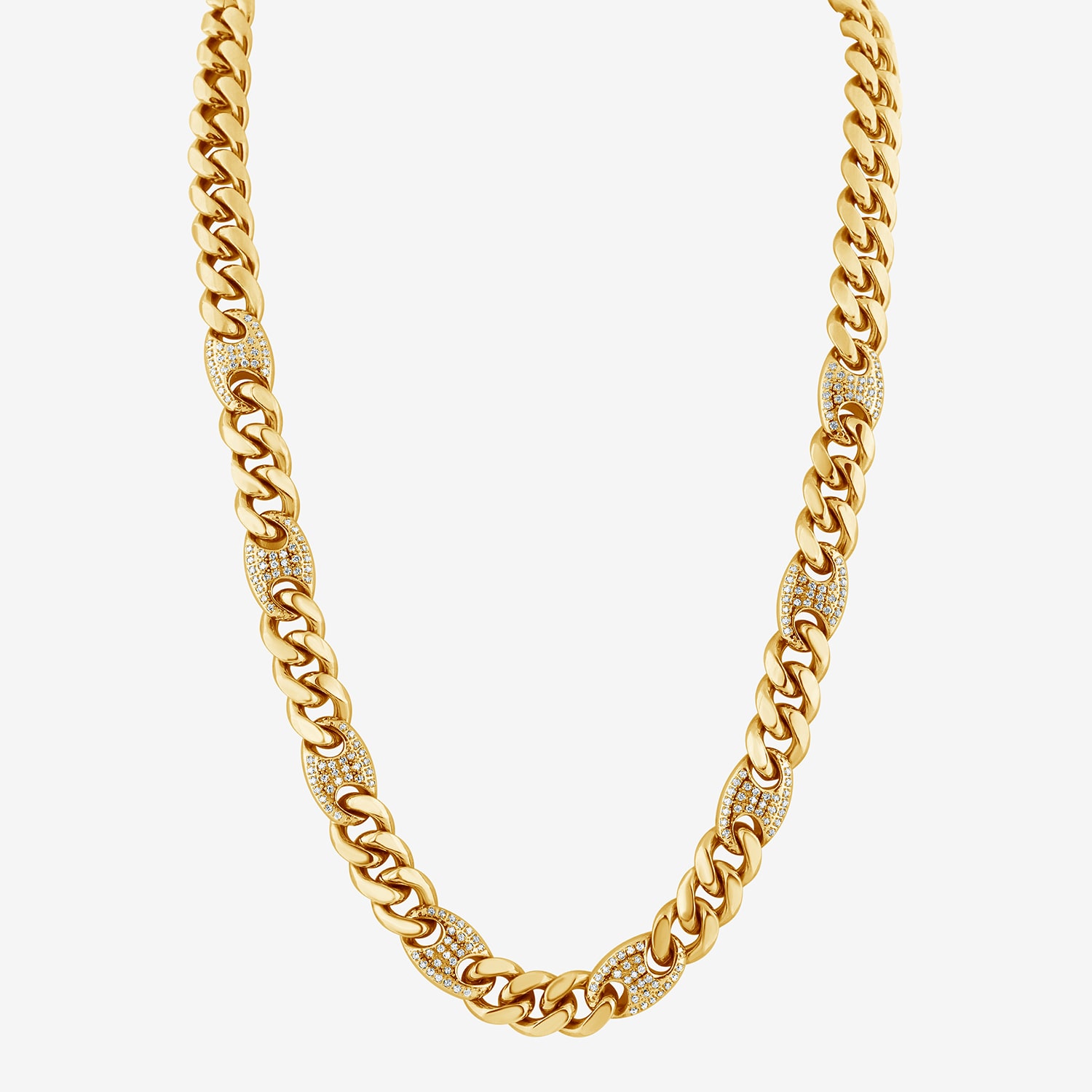 (F,Si2) Mens 14K Gold Over Stainless Steel 24 Inch Curb Chain Necklace