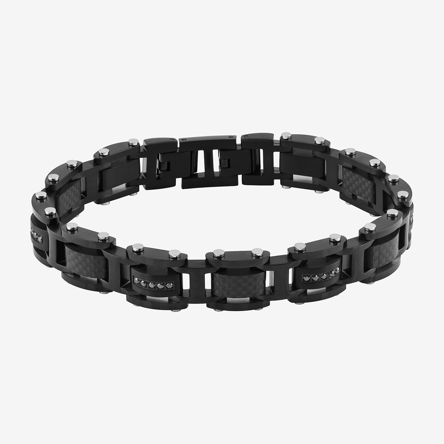 (F / Si2) Mens Stainless Steel Solid 8 1/2 Inch Link Bracelet