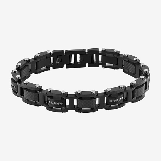(F / Si2) Mens Stainless Steel Solid 8 1/2 Inch Link Bracelet