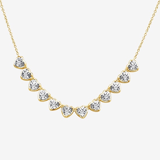 (F / Si2) Womens 1/3 CT. T.W. Lab Grown White Diamond 14K Gold Over Silver Heart 18 Inch Pendant Necklace