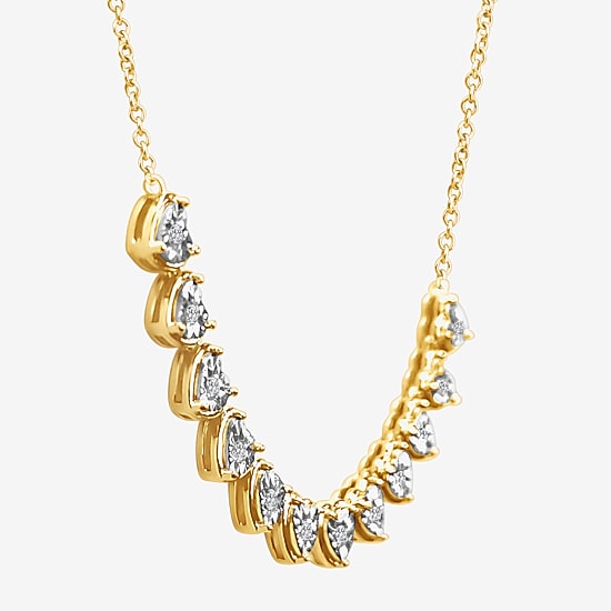 (F / Si2) Womens 1/3 CT. T.W. Lab Grown White Diamond 14K Gold Over Silver Heart 18 Inch Pendant Necklace