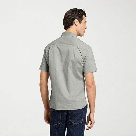 Van Heusen Everyday Defense Stain Shield Mens Short Sleeve Slim Fit Button-Down Shirt
