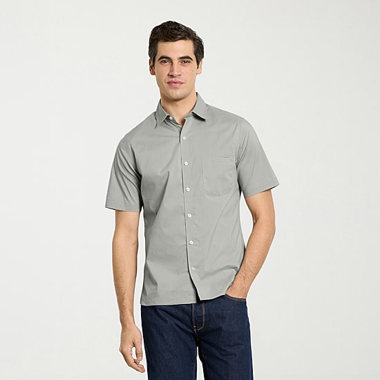 Van Heusen Everyday Defense Stain Shield Mens Short Sleeve Slim Fit Button-Down Shirt
