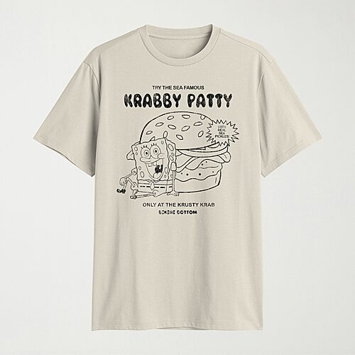 Mens Crew Neck Short Sleeve Classic Fit Spongebob Big and Tall Graphic T-Shirt, 4x-large, Beige