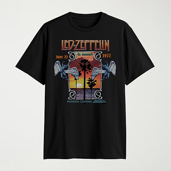 Novelty Led Zeppelin Mens Crew Neck Short Sleeve Regular Fit Big and Tall Graphic T-Shirt