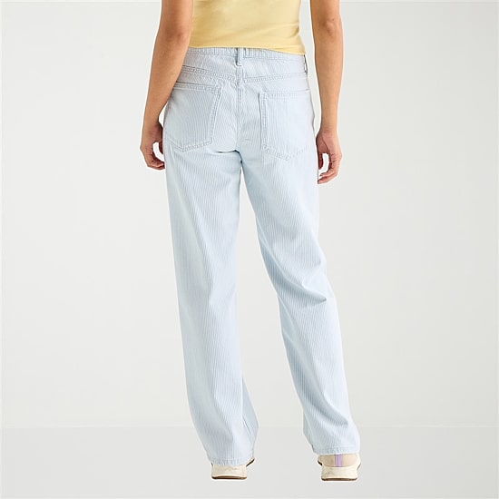 Arizona Striped Womens Juniors Short Low Rise Straight Leg Jean