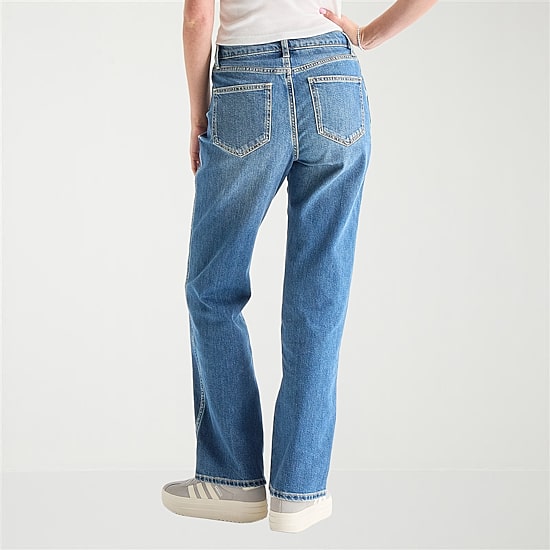 Arizona Womens Juniors Short High Rise Stretch Fabric Straight Leg Jean
