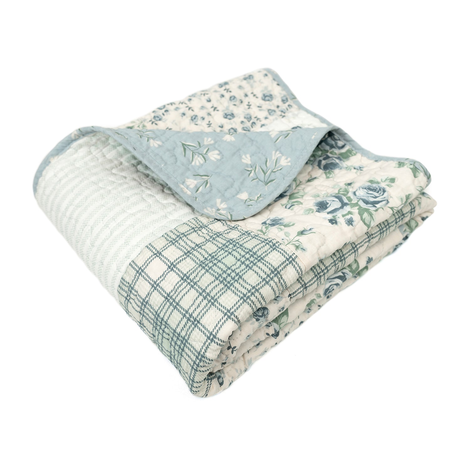 Donna Sharp Blue Pastures Pieced Cotton Quilted Washable Throw