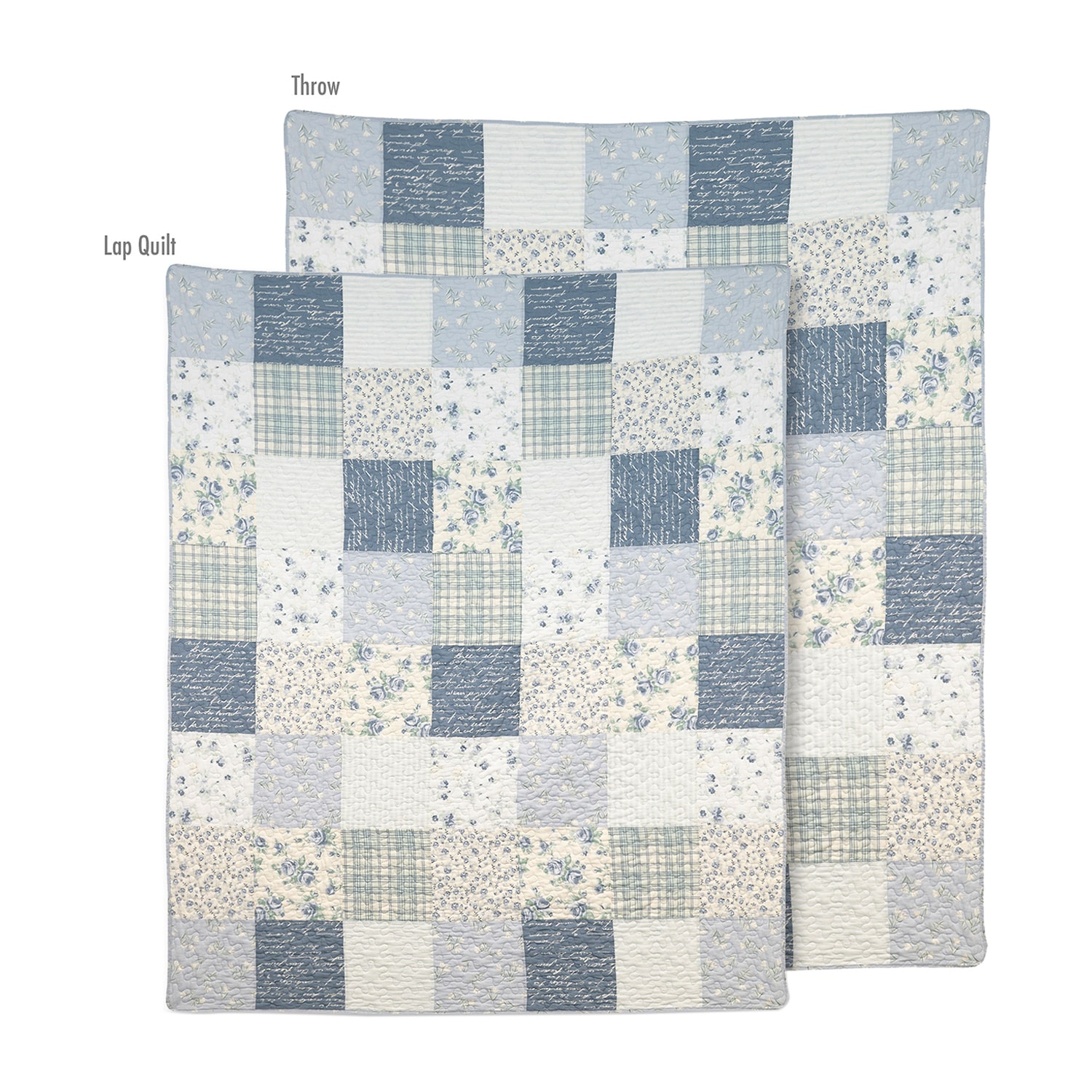 Donna Sharp Blue Pastures Pieced Cotton Quilted Washable Throw