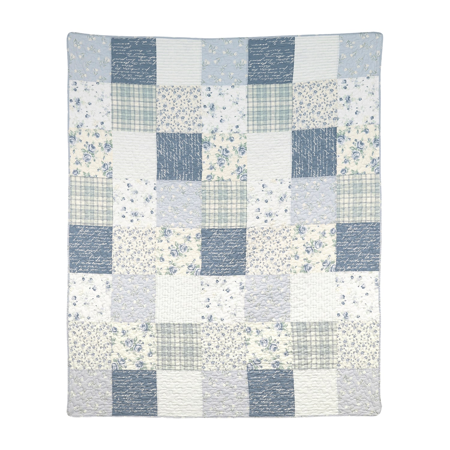 Donna Sharp Blue Pastures Pieced Cotton Quilted Washable Throw