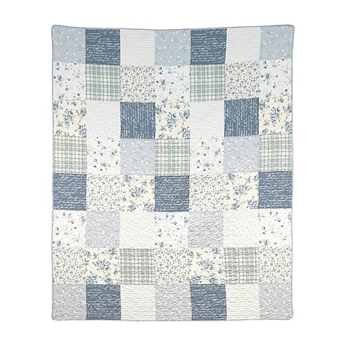 Donna Sharp Blue Pastures Pieced Cotton Quilted Washable Throw, One Size, Blue