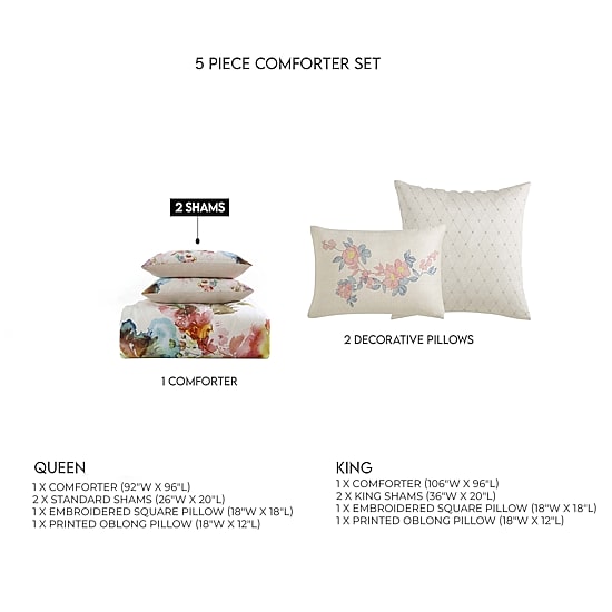 Bebejan Antique Flowers 5-pc. Midweight REVERSIBLE Comforter Set