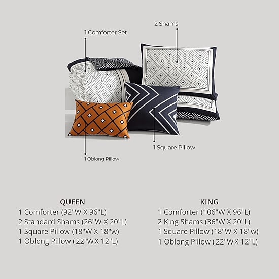 Bebejan Geometric 5-pc. Midweight Reversible Comforter Set