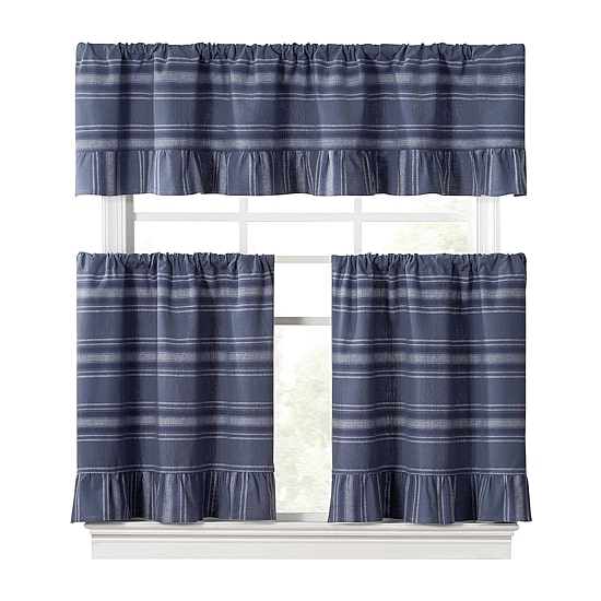 Martha Stewart Ruffle Stripe 2-pc. Rod Pocket Window Tier