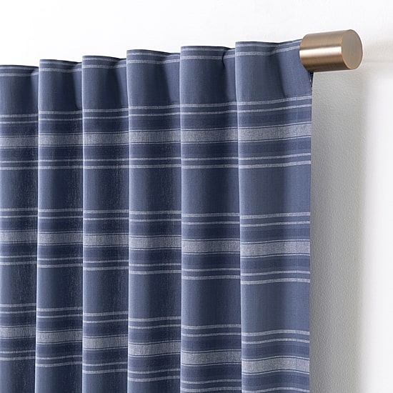 Martha Stewart Ruffle Stripe Rod Pocket Light-Filtering Set of 2 Curtain Panel