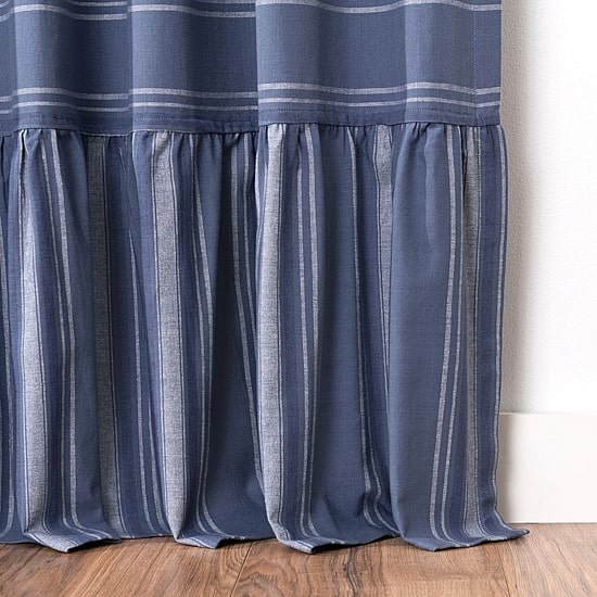 Martha Stewart Ruffle Stripe Rod Pocket Light-Filtering Set of 2 Curtain Panel