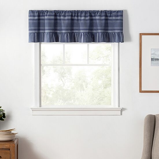 Martha Stewart Ruffle Stripe Rod Pocket Tailored Valance