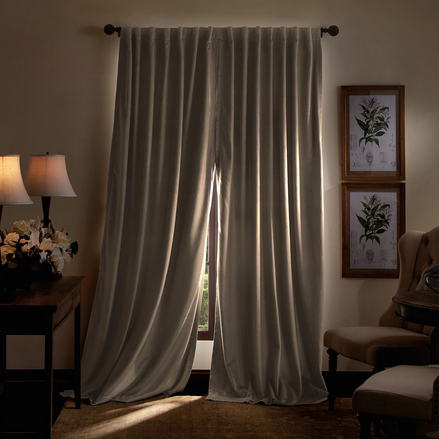 Martha Stewart Lucca Velvet Rod Pocket Blackout Set of 2 Curtain Panel