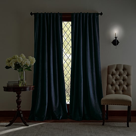 Martha Stewart Lucca Velvet Rod Pocket Blackout Set of 2 Curtain Panel