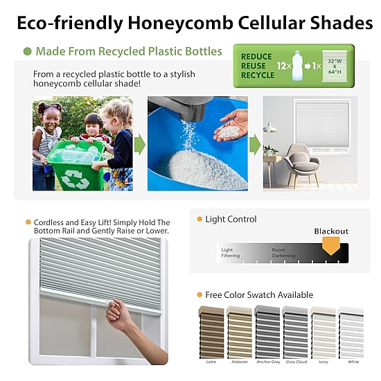 Eco Estates Honeycomb Custom Cordless Blackout Cellular Shade