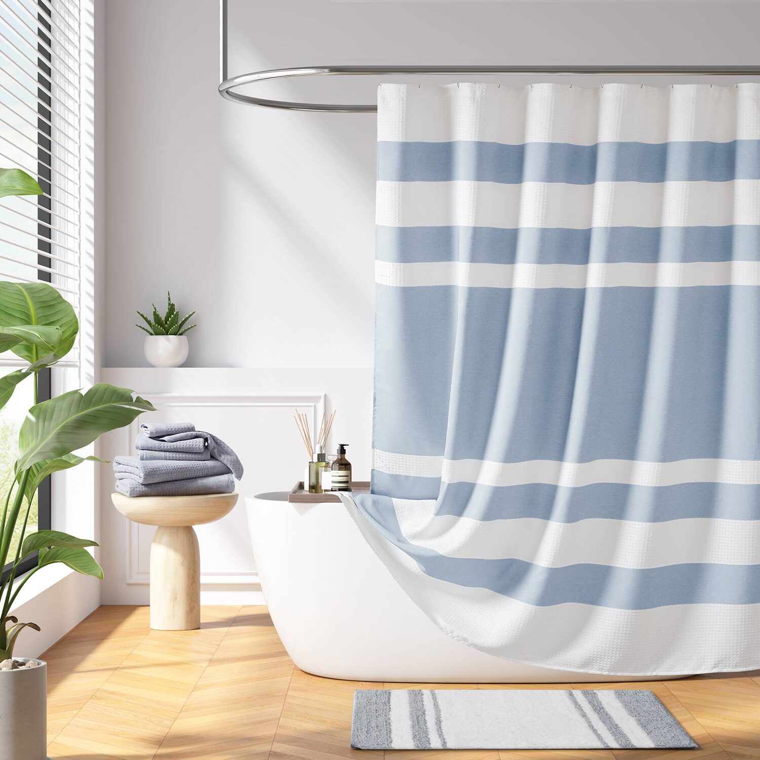 Madison Park Spa Waffle  With 3m Treatment Shower Curtain