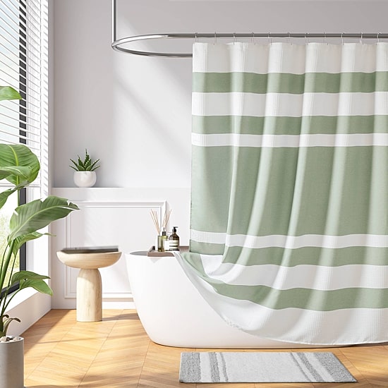 Madison Park Spa Waffle  With 3m Treatment Shower Curtain
